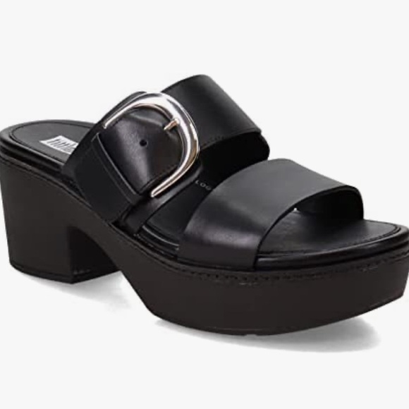 Fitflop Shoes - FitFlop Black Platform Sandals with Chunky Sole